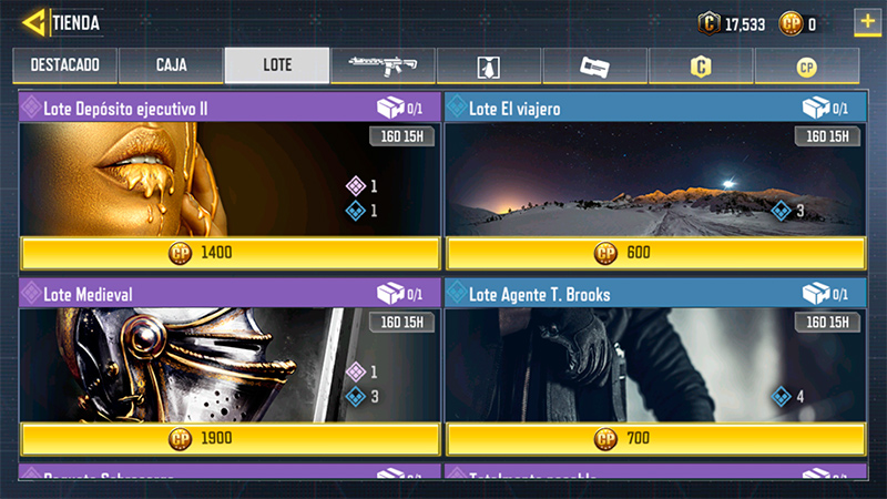 Lotes Depósito ejecutivo 2 y El viajero en Call of Duty Mobile
