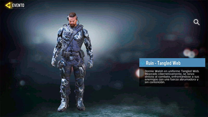 Personaje Ruin Tangled Web en Completa las tareas del evento de temporada Brazo Cohete y llévate gratis el arma M4 Isometric en Call of Duty Mobile