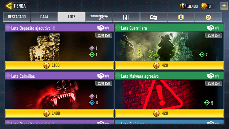 Lotes Depósito ejecutivo 3 y Guerrillero en Call of Duty Mobile