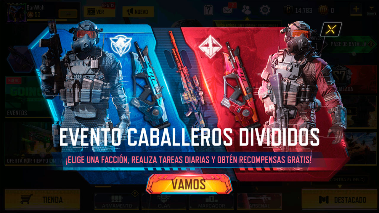 Evento Caballeros Divididos en Call of Duty Mobile