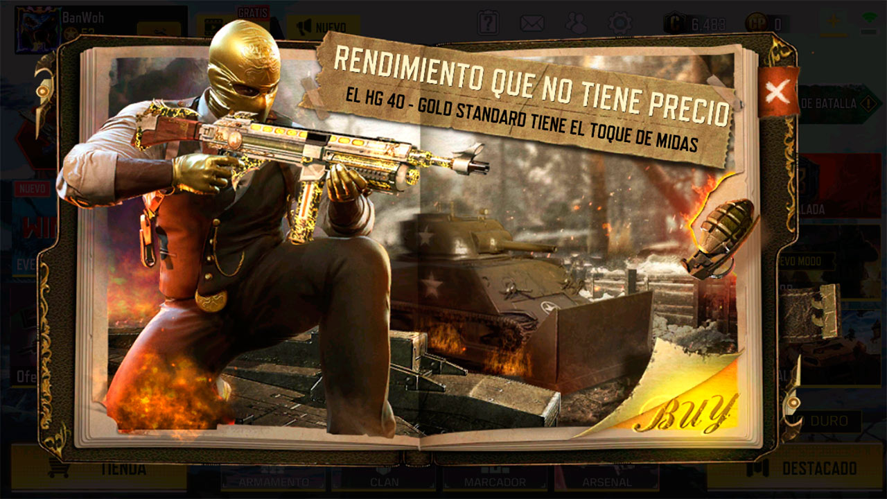 Arma HG 40 Gold Standard en Call of Duty Mobile