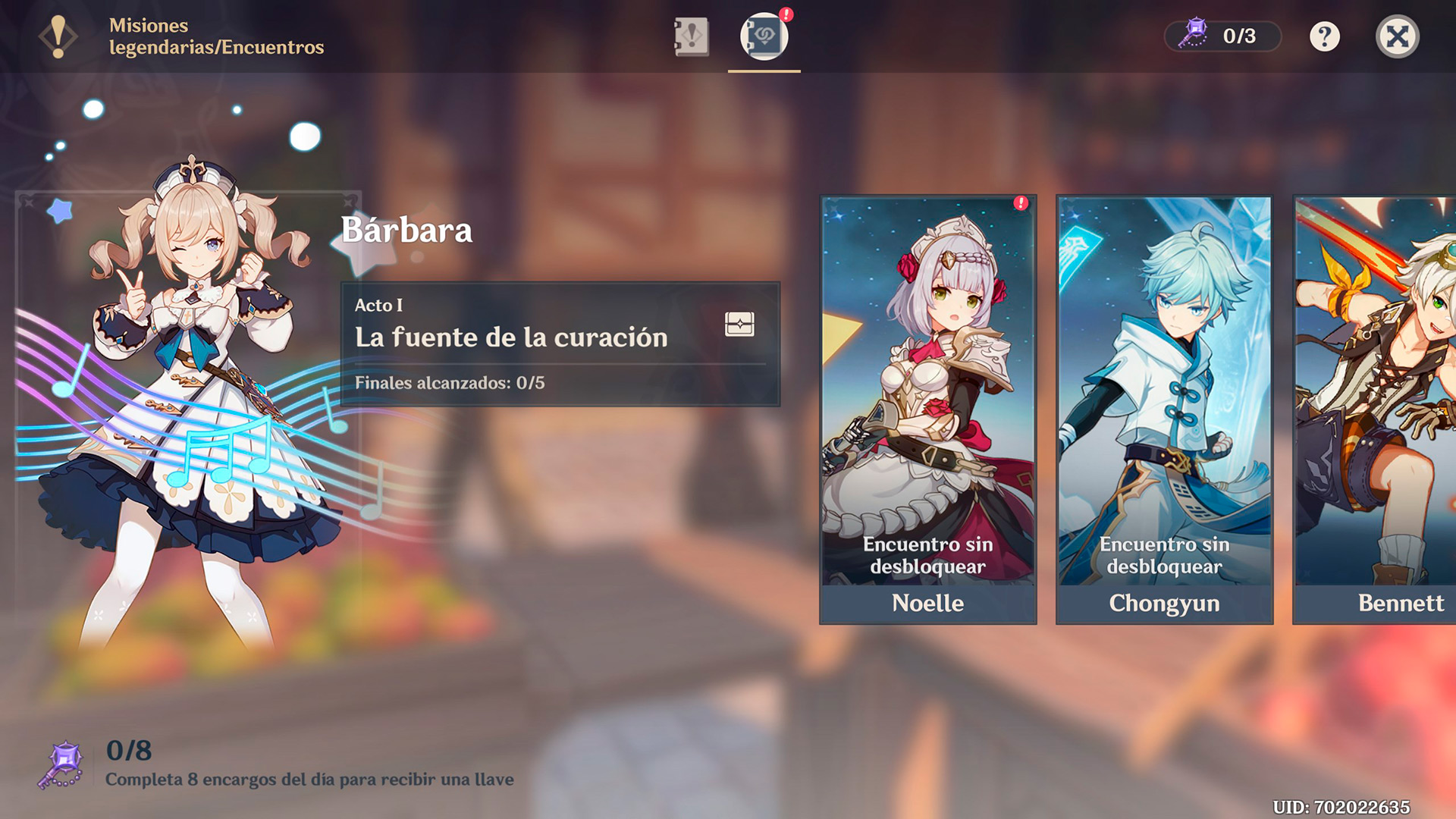 genshin impact encuentros Bárbara la fuente de la curación portada