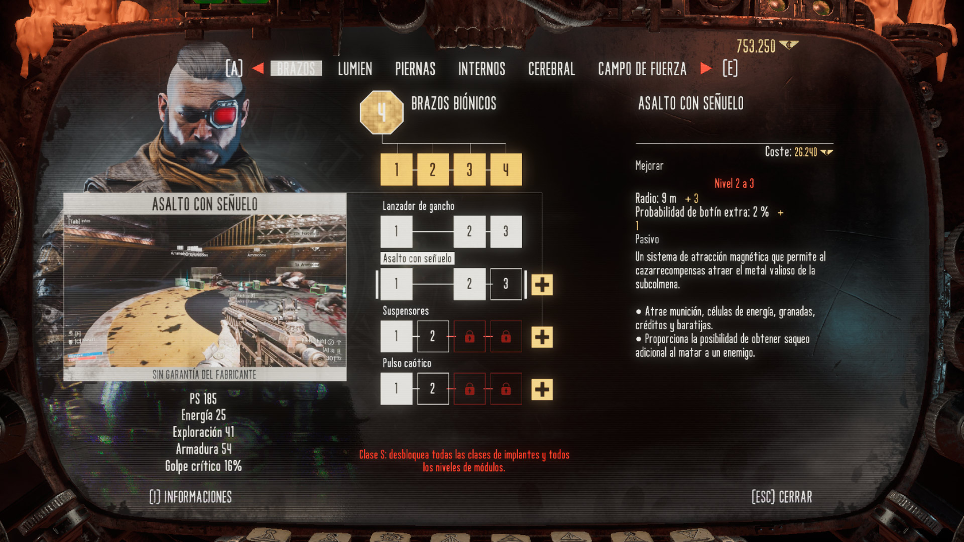 Aumentos y módulos en Necromunda: Hired Gun