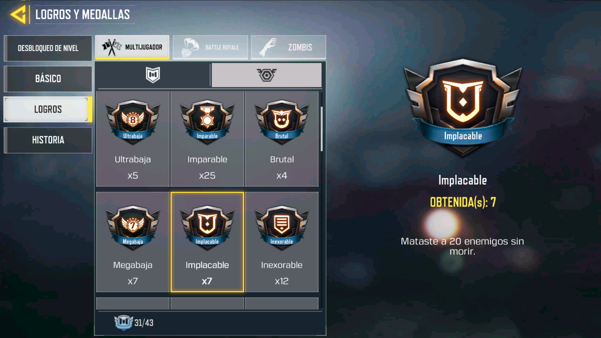 Medalla Implacable en Call of Duty Mobile