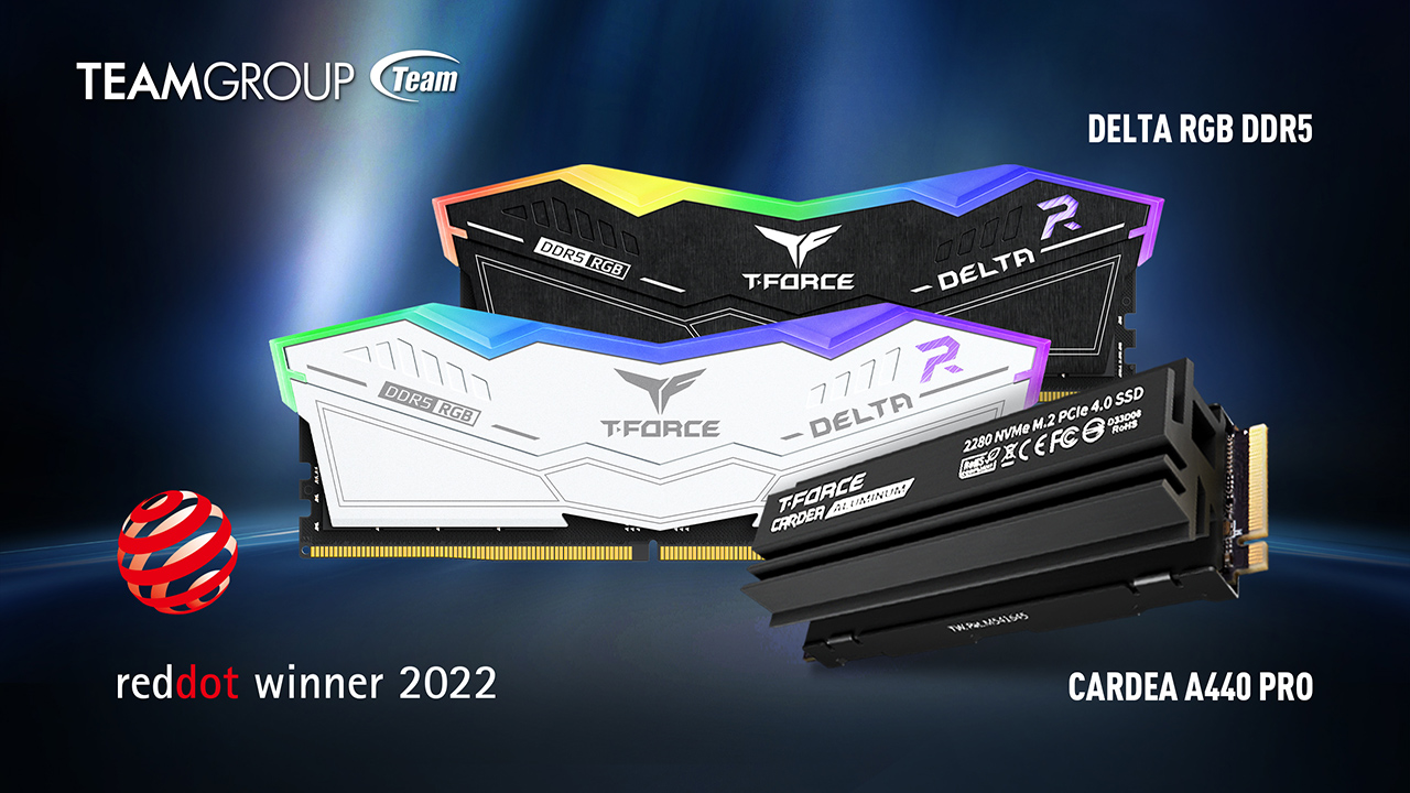 TEAMGROUP's T-FORCE DELTA RGB DDR5 Gaming Memory and CARDEA A440 PRO M.2 PCIe SSD gana los premios de Red Dot Design Awards 2022