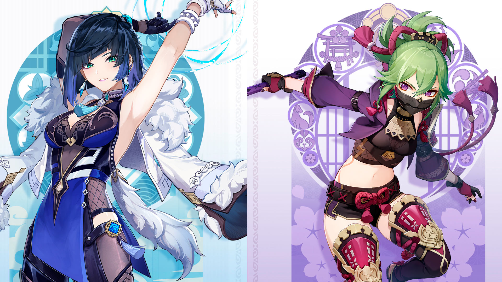Yelan y Kuki Shinobu en Genshin Impact