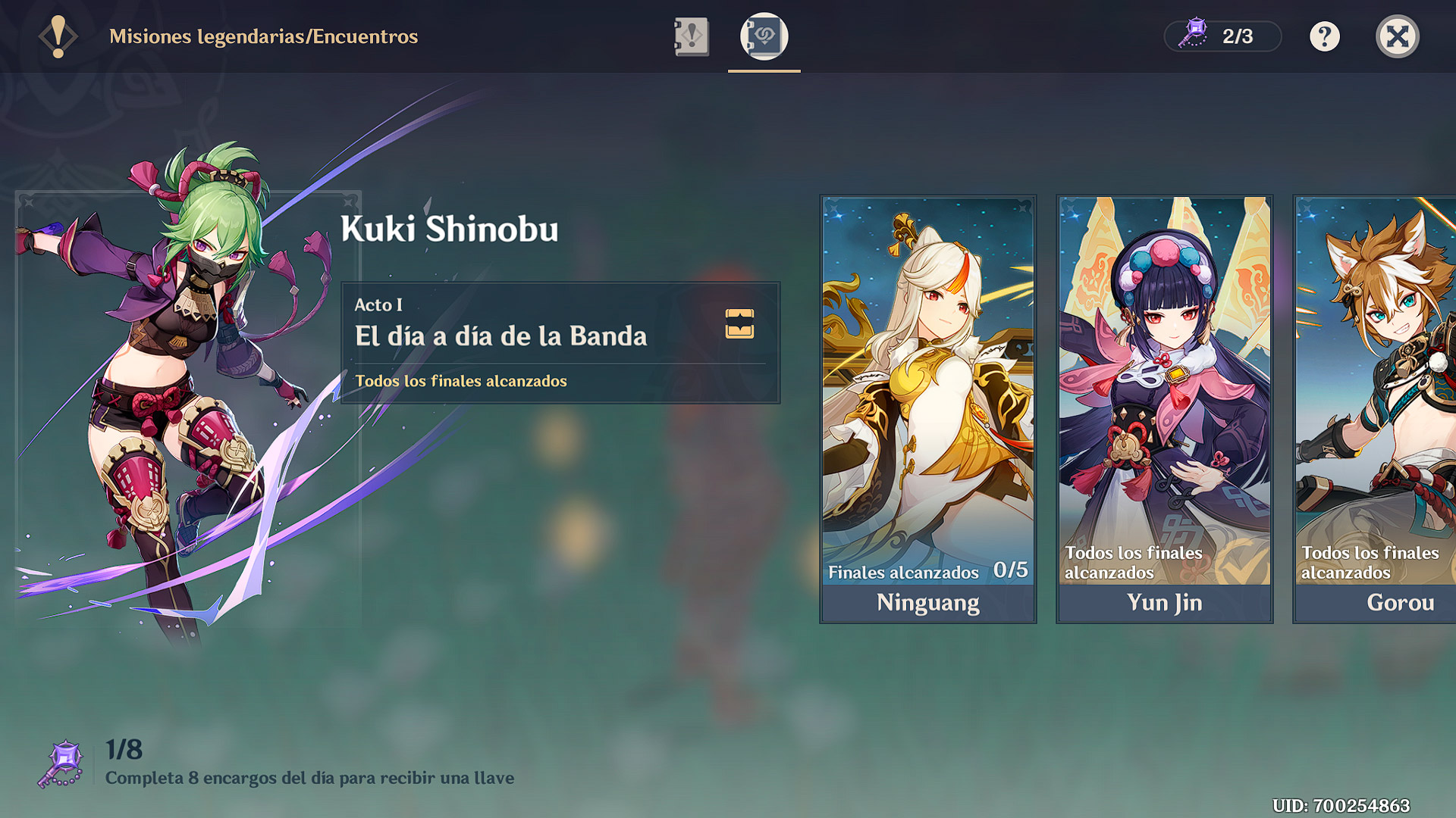 Mision legendaria de Kuki Shinobu en Genshin Impact